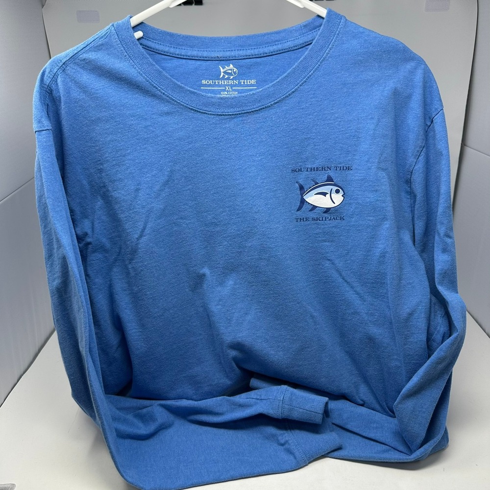 Southern Tide T-Shirt Men XL Blue The Skipjack Long Sleeve Logo Graphic Cotton